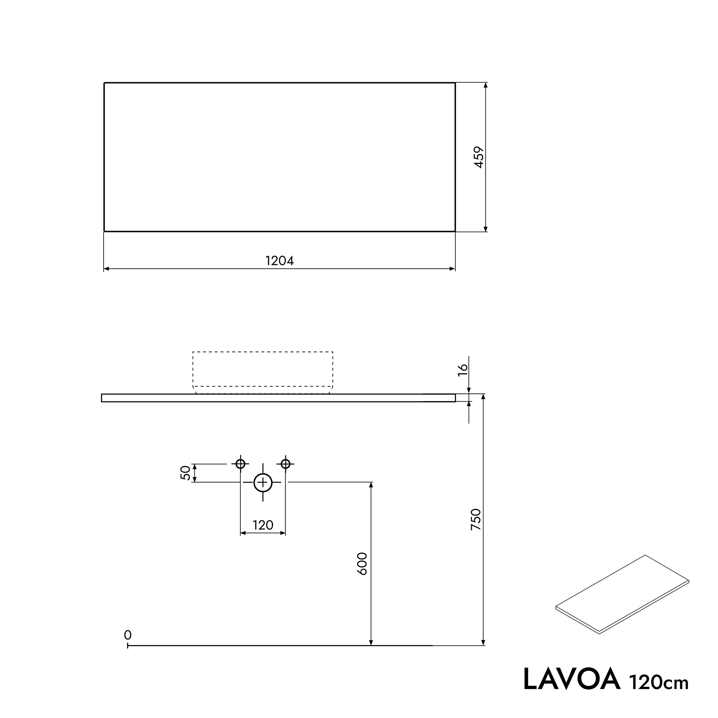 Móvel de casa de banho móvel LAVOA 120 cm