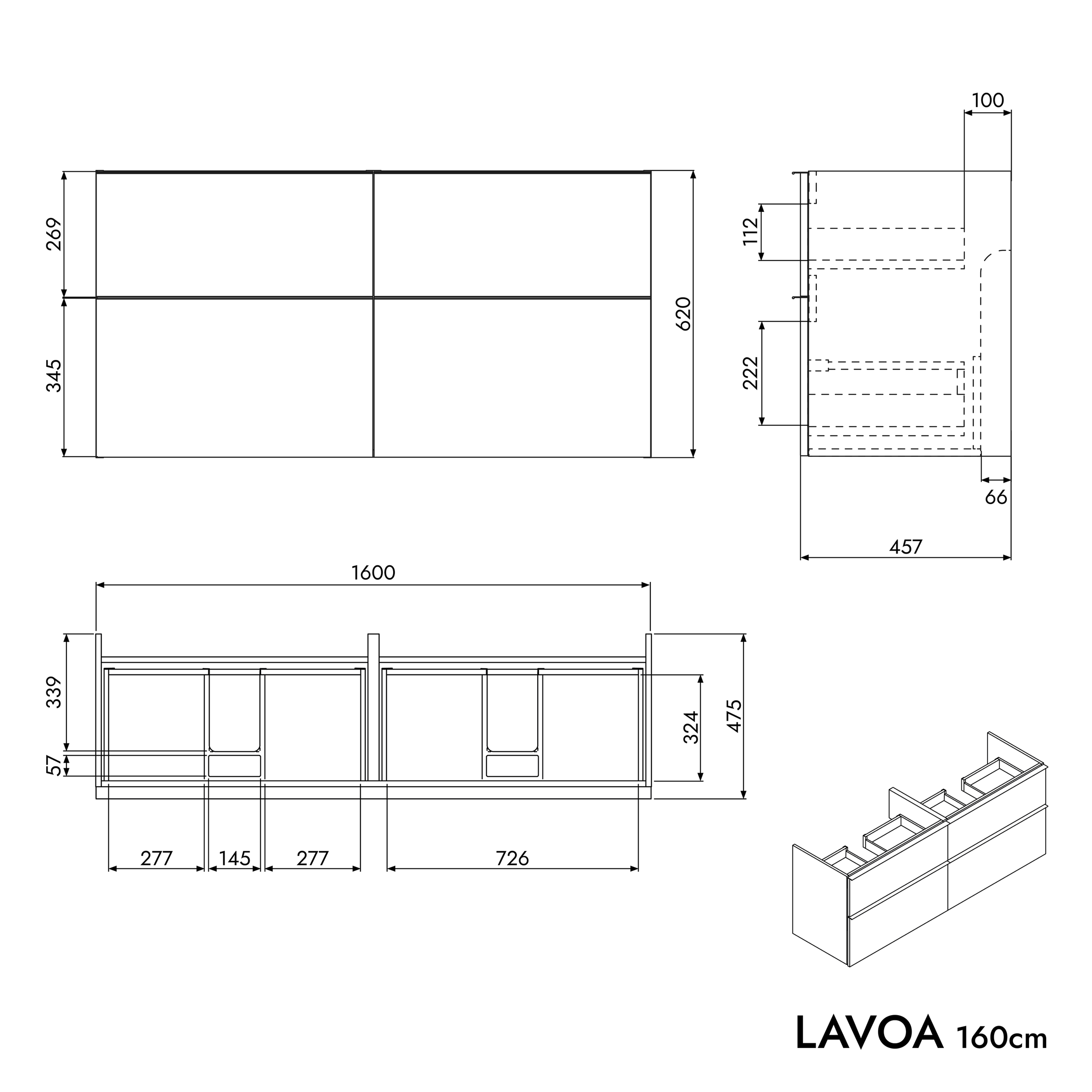 Móvel de toilette LAVOA 160 cm