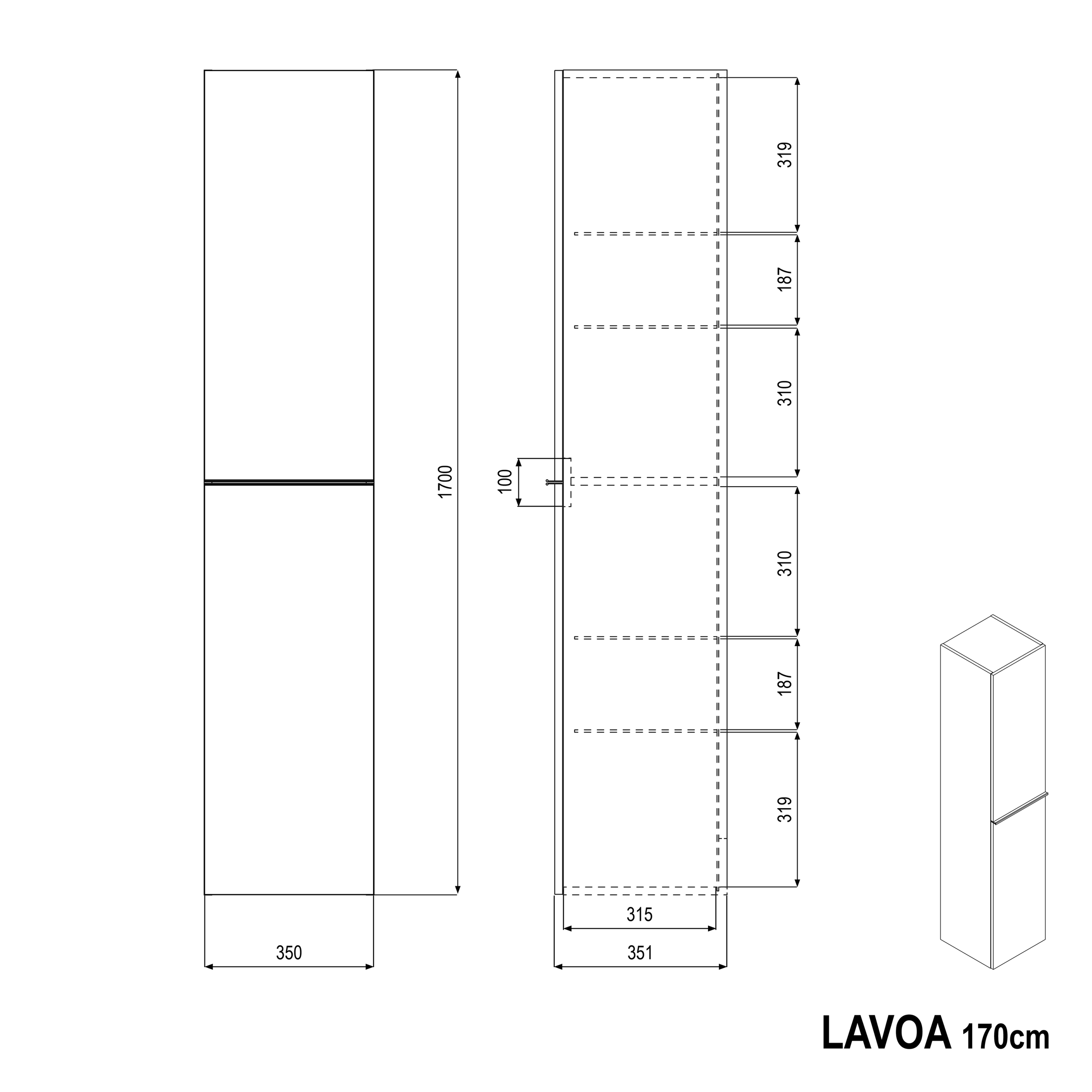 Armário alto LAVOA 170 cm