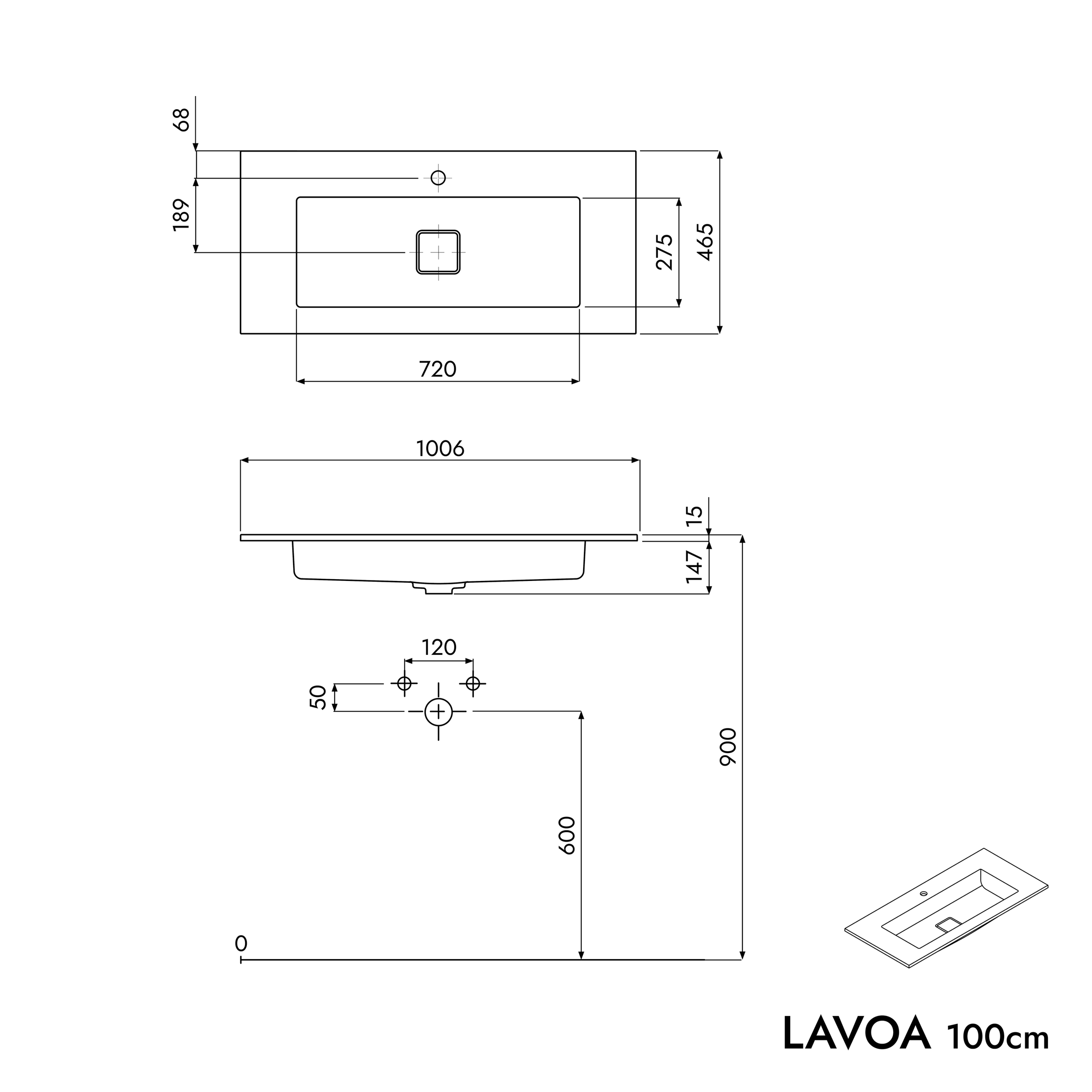 Armário de base LAVOA 100 cm