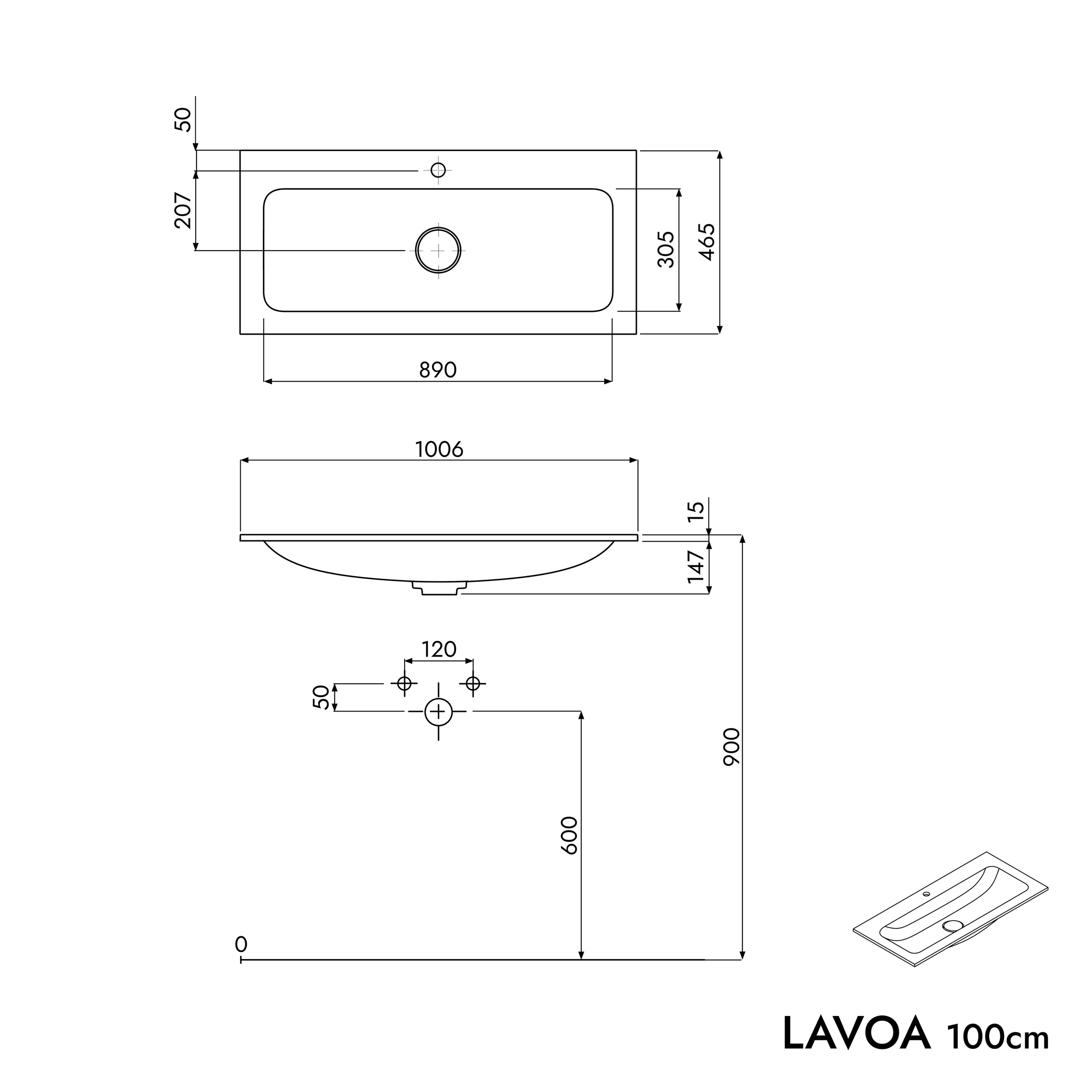 Armário de base LAVOA 100 cm