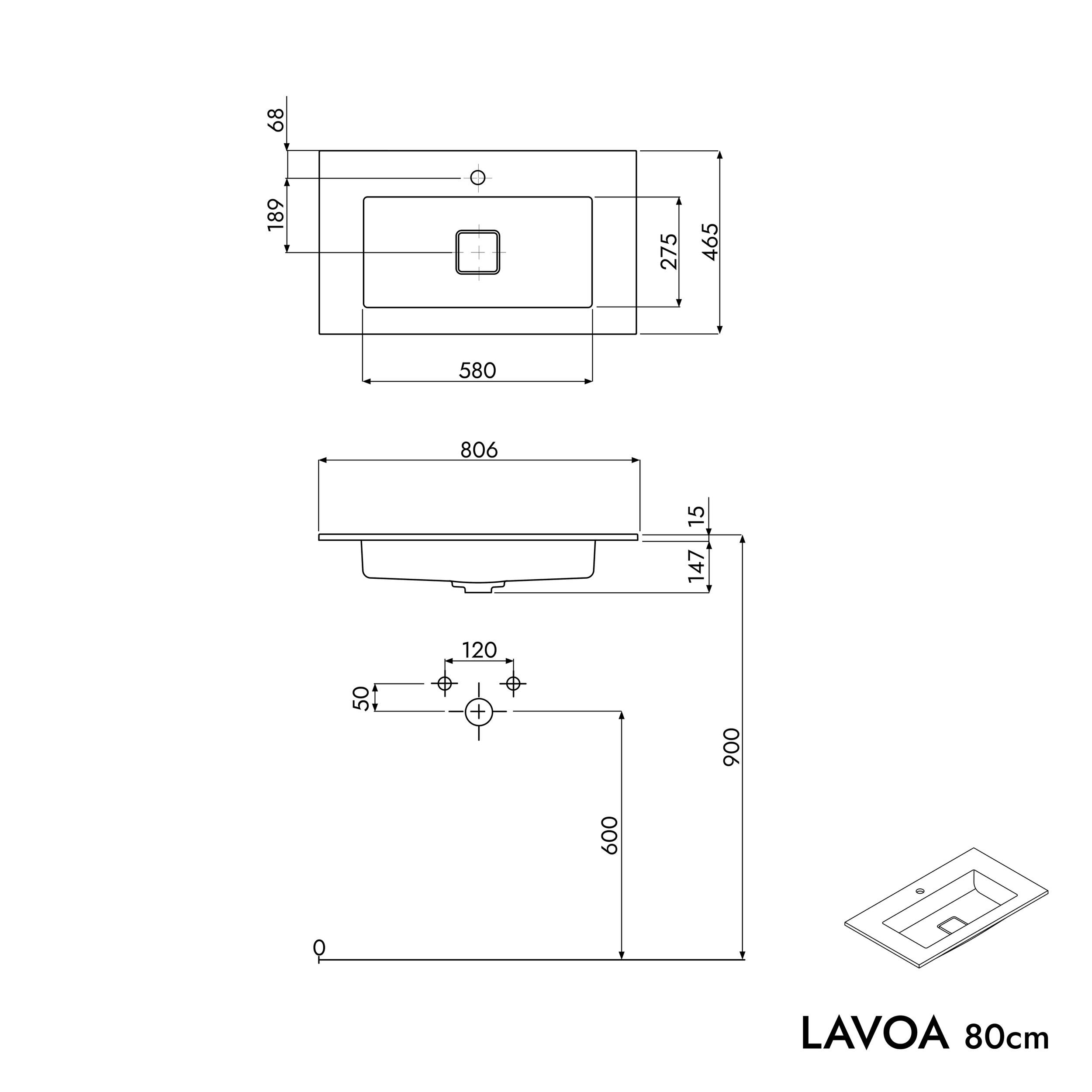 Armário de base LAVOA 80 cm