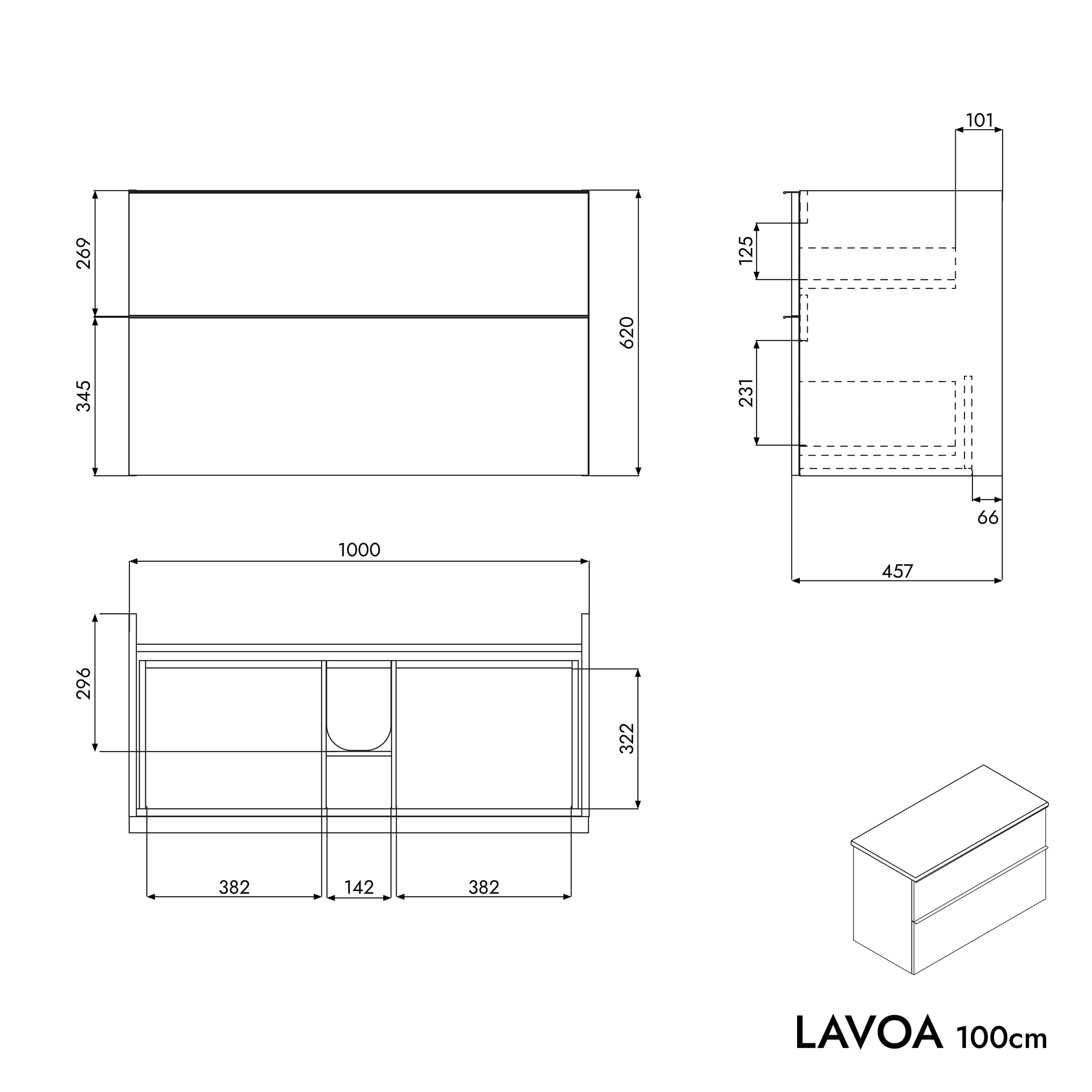 Móvel de casa de banho LAVOA 100 cm