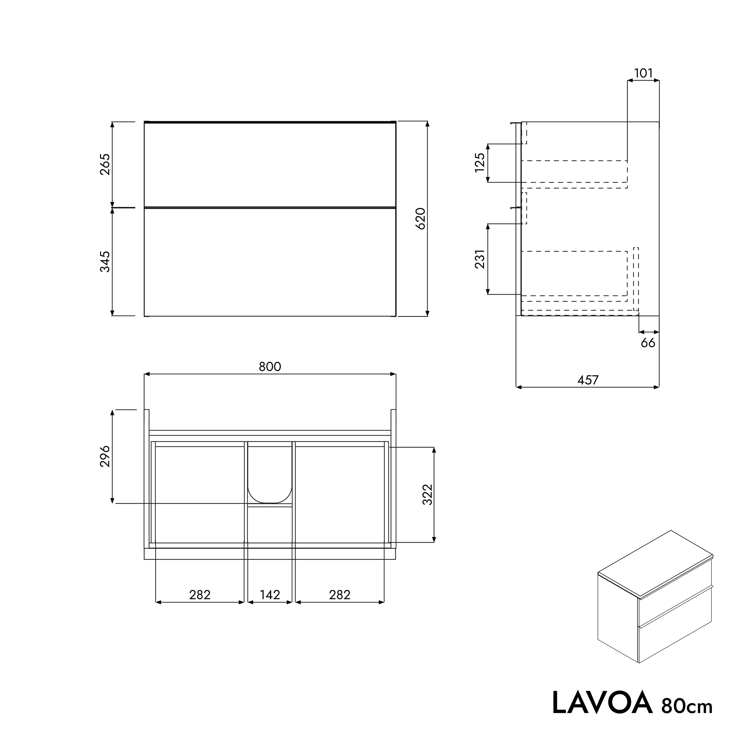 Móvel de casa de banho LAVOA 80 cm