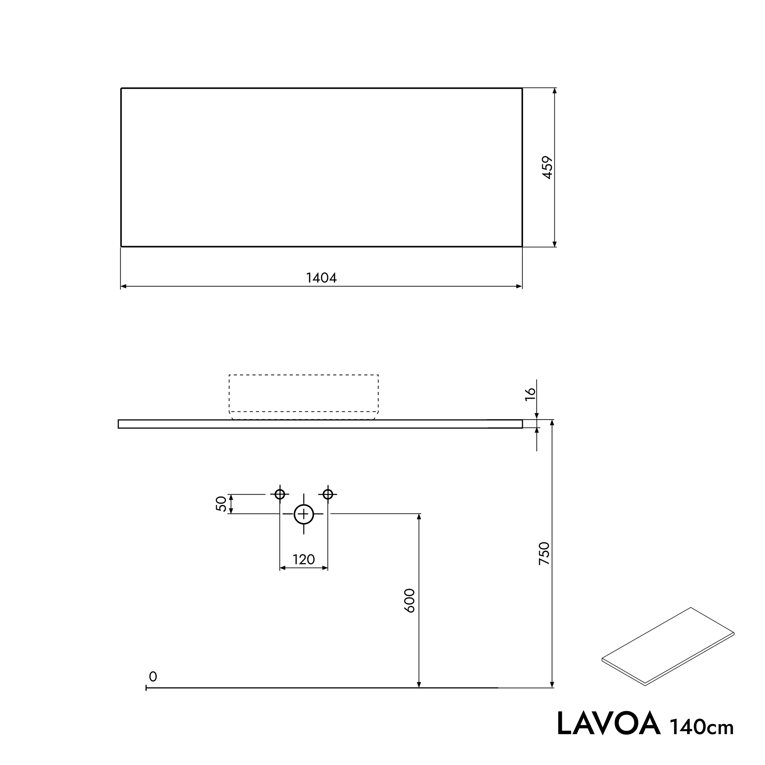 Móvel de casa de banho móvel LAVOA 140 cm