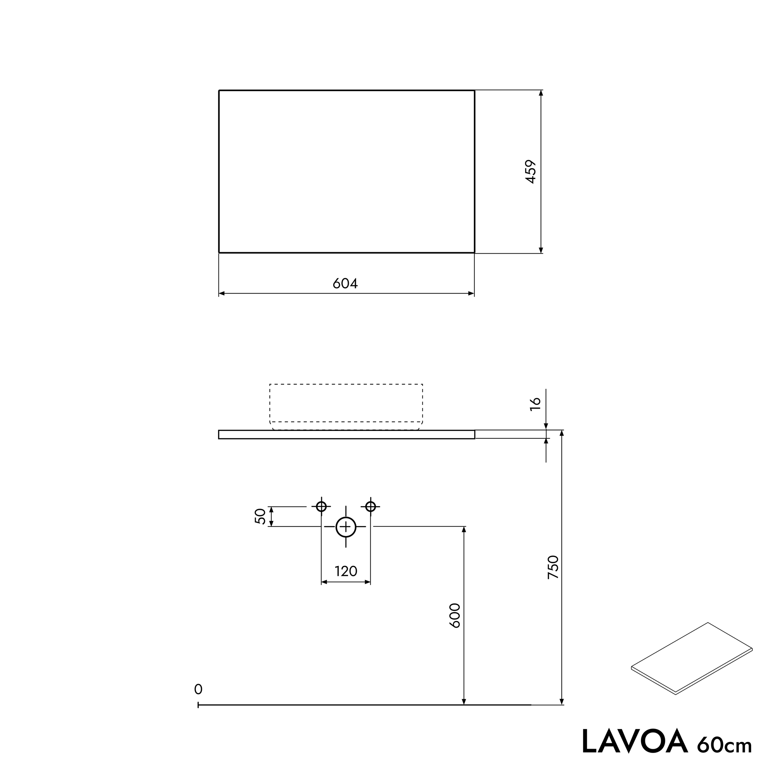 Móvel de casa de banho LAVOA 60 cm