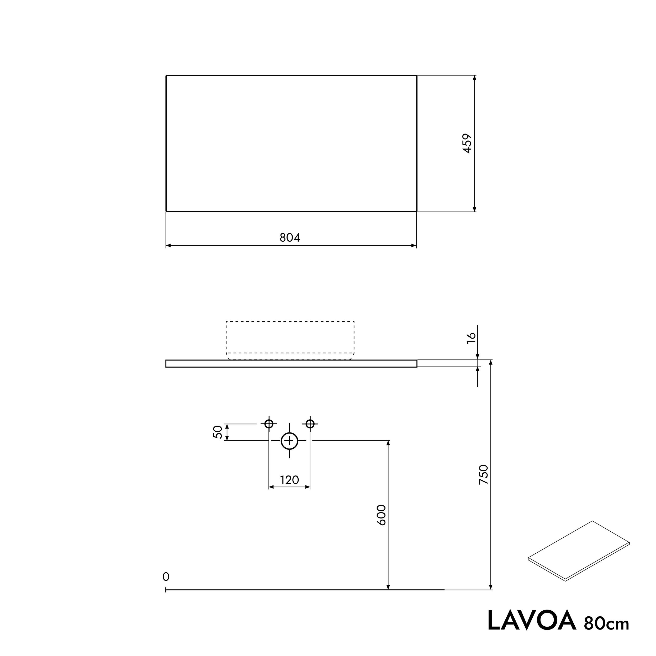 Móvel de casa de banho LAVOA 80 cm