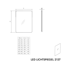 Espelho com luz LED 2137
