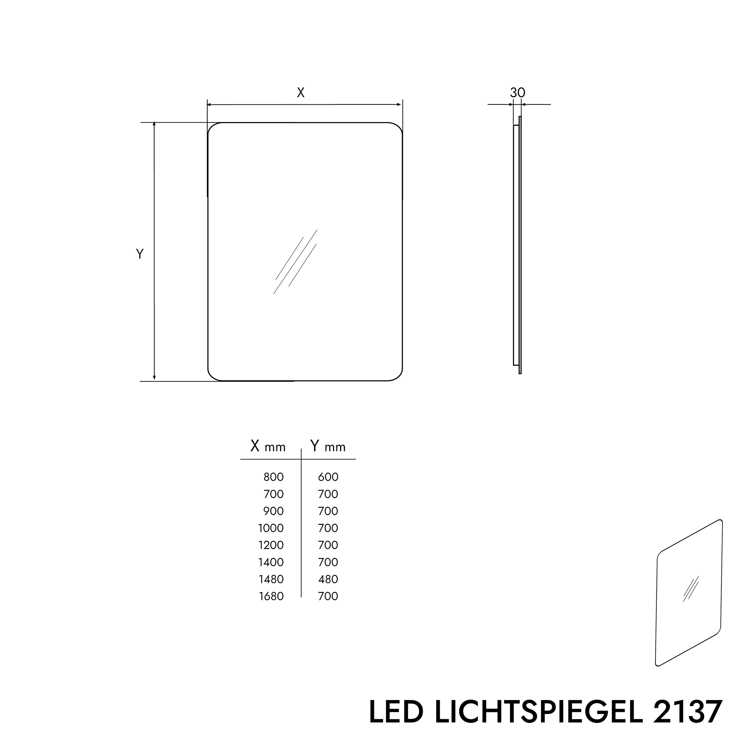 Espelho de luz LED Espelho de banheiro 2137