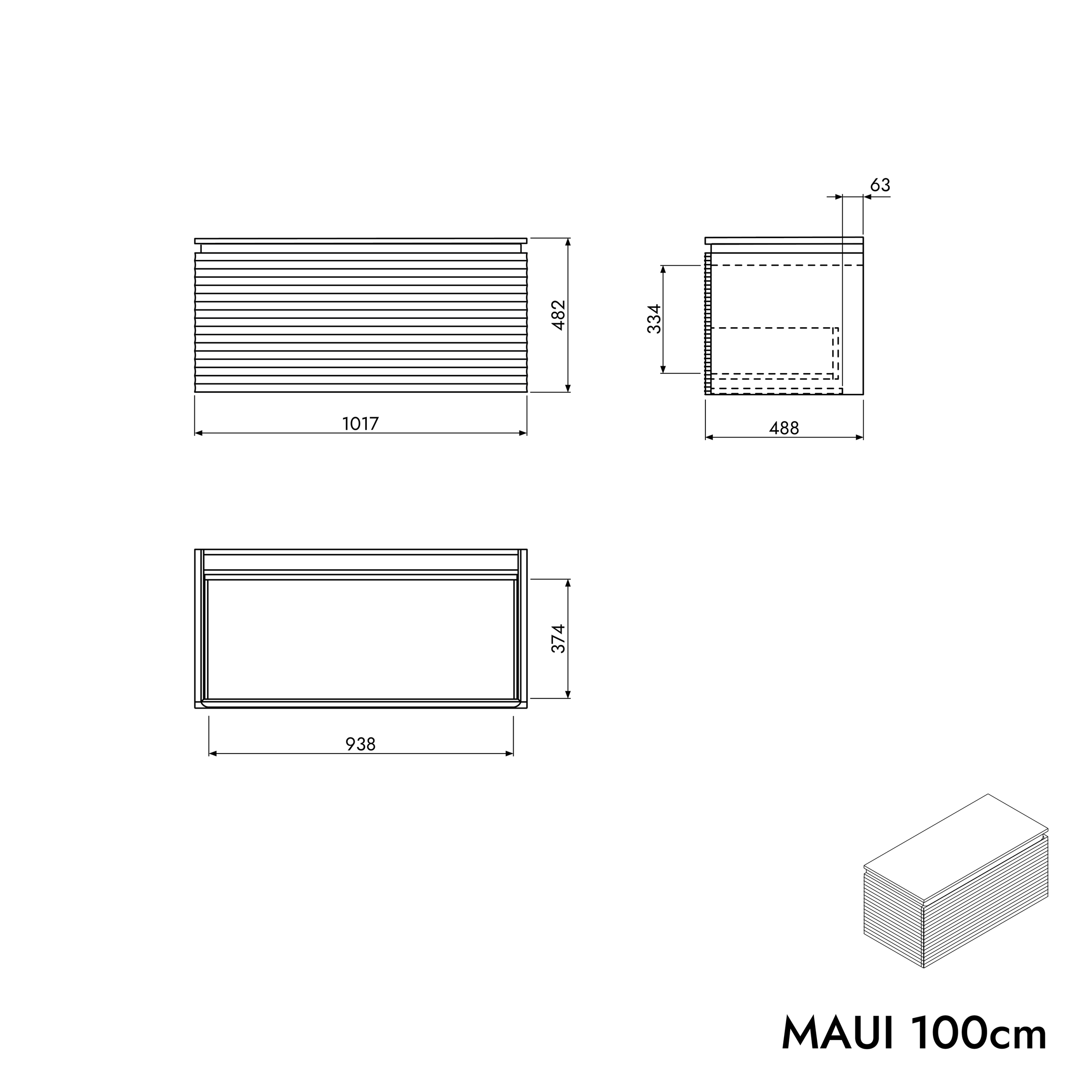 Armário de pia MAUI 100 cm