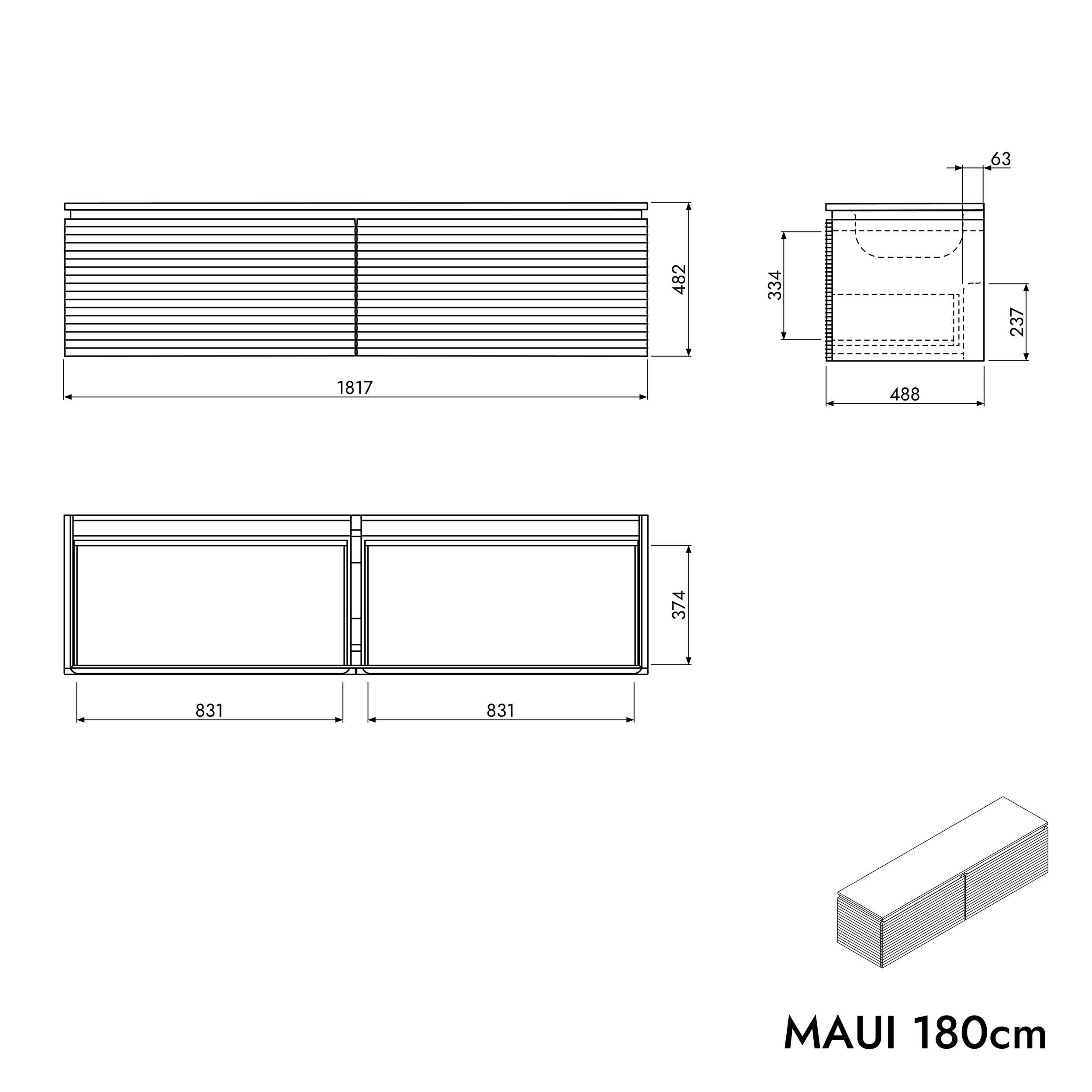 Armário de pia MAUI 180 cm