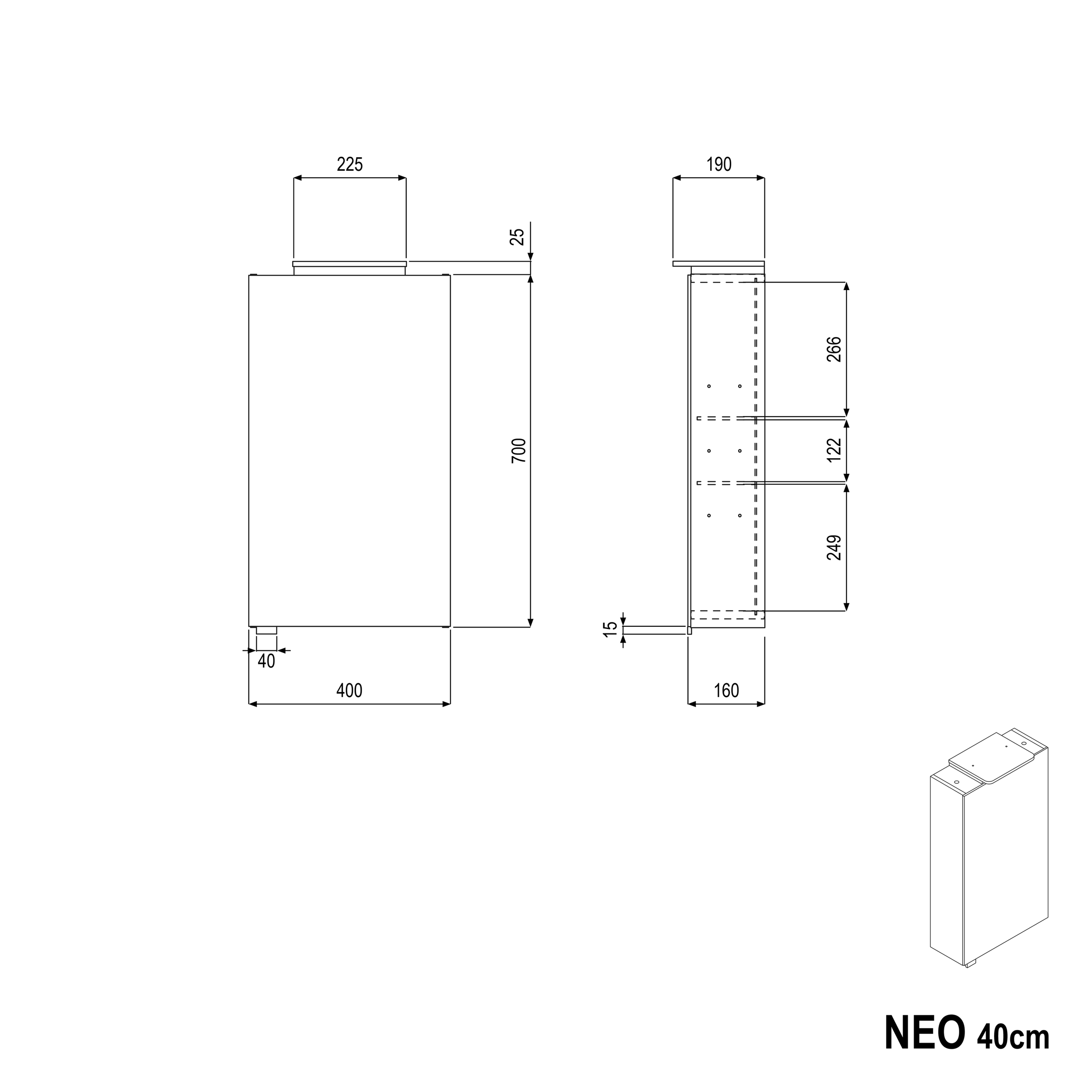 Armário espelho NEO com iluminação LED