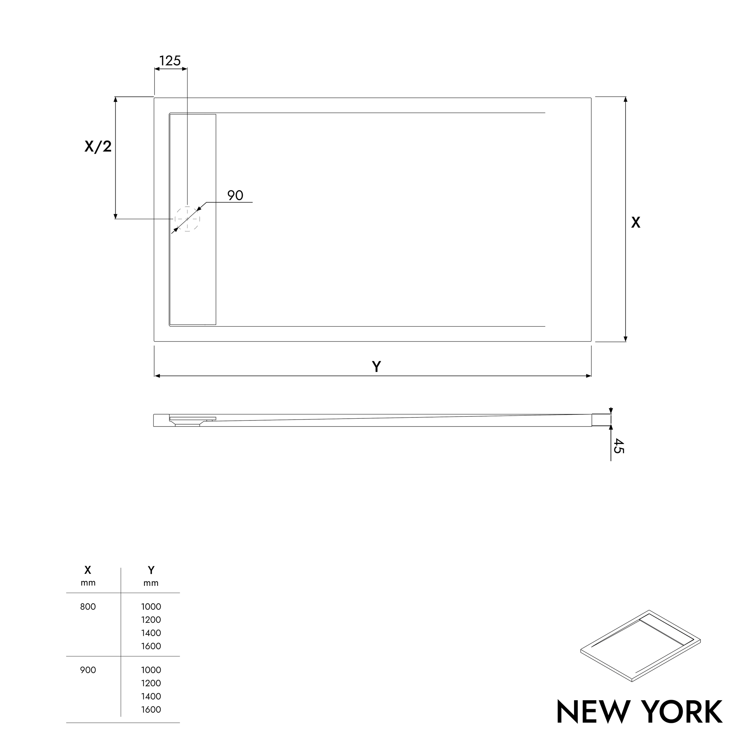 Base de duche Duschwanne New York
