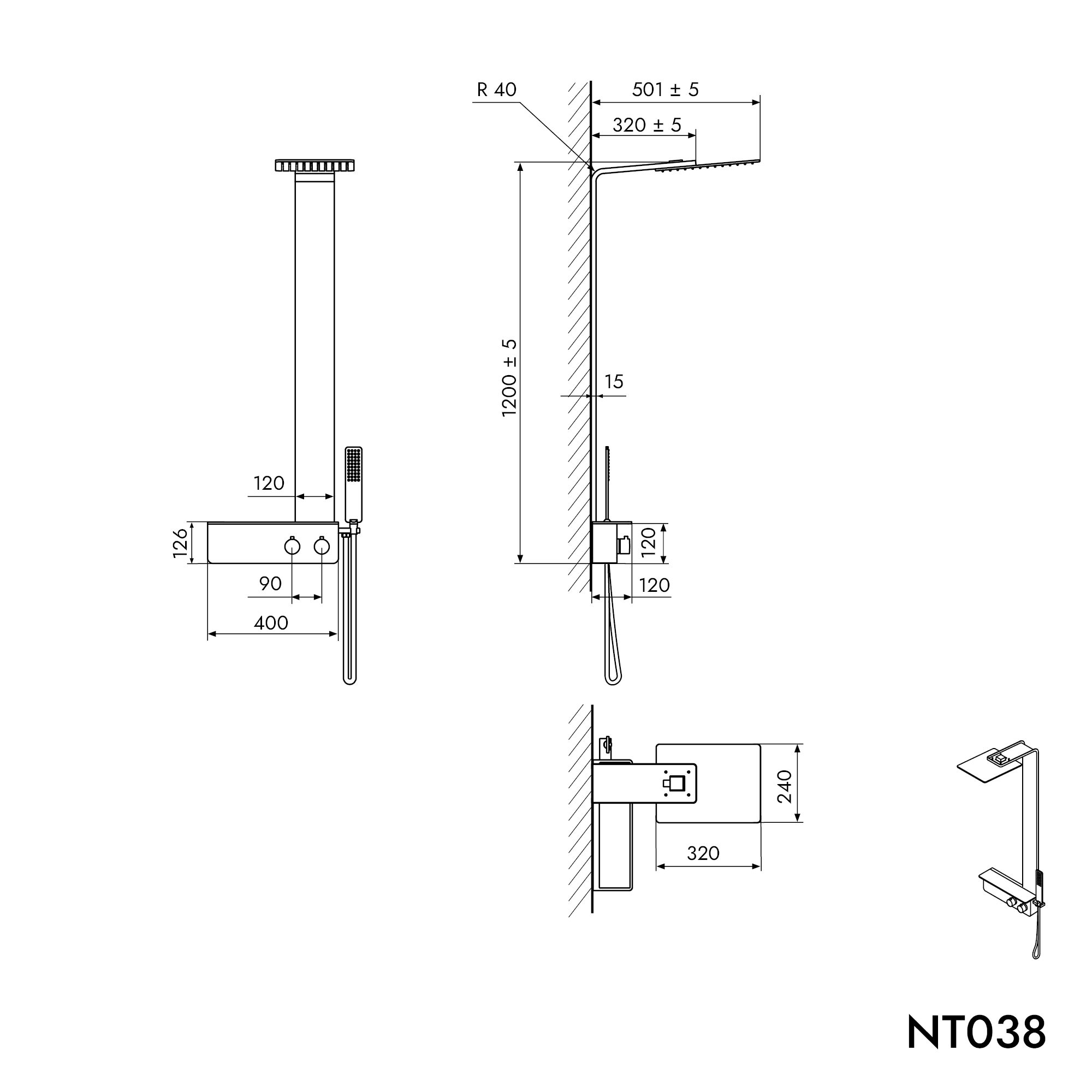 Sistema de duche NT038 Pro