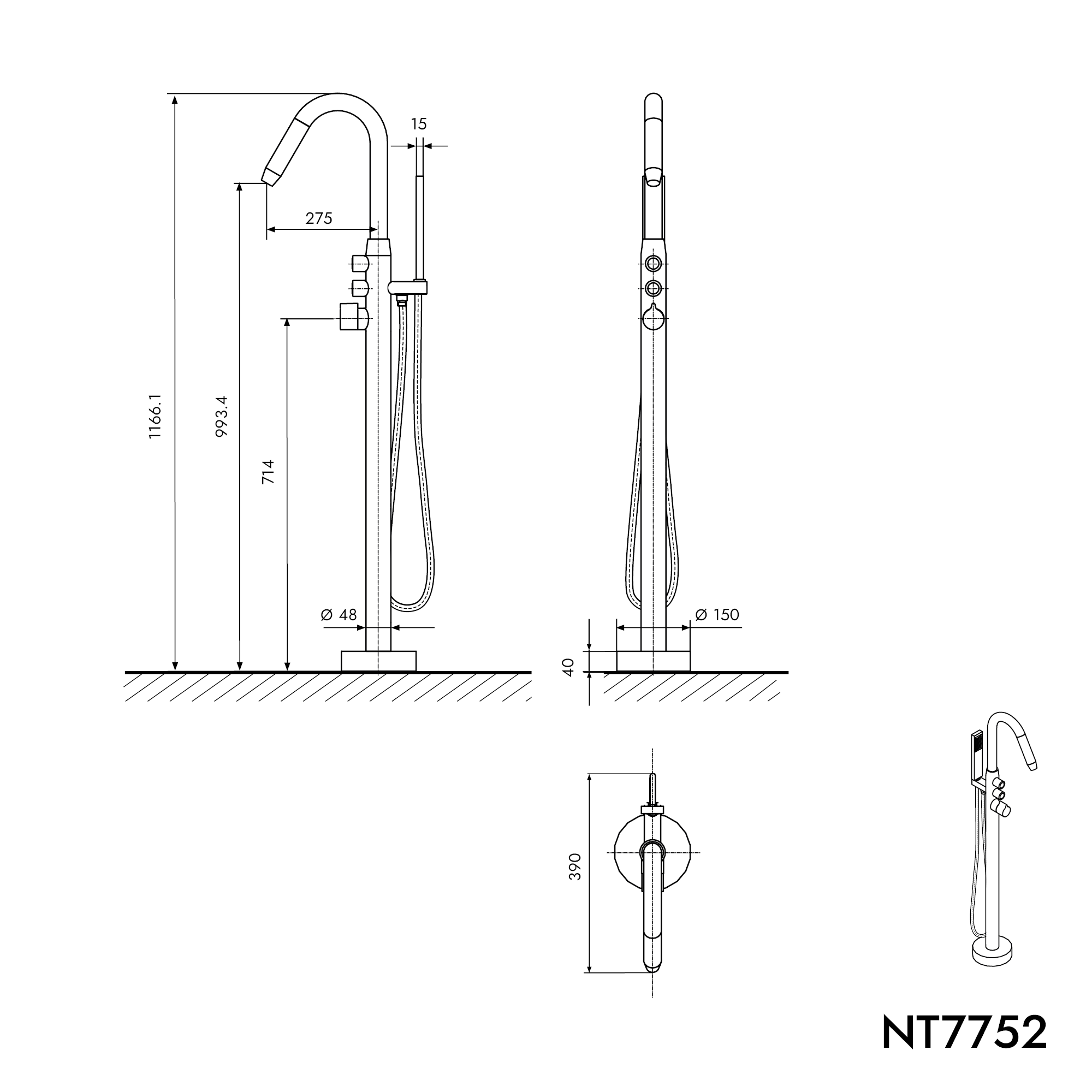 Torneira de banho independente NT7752