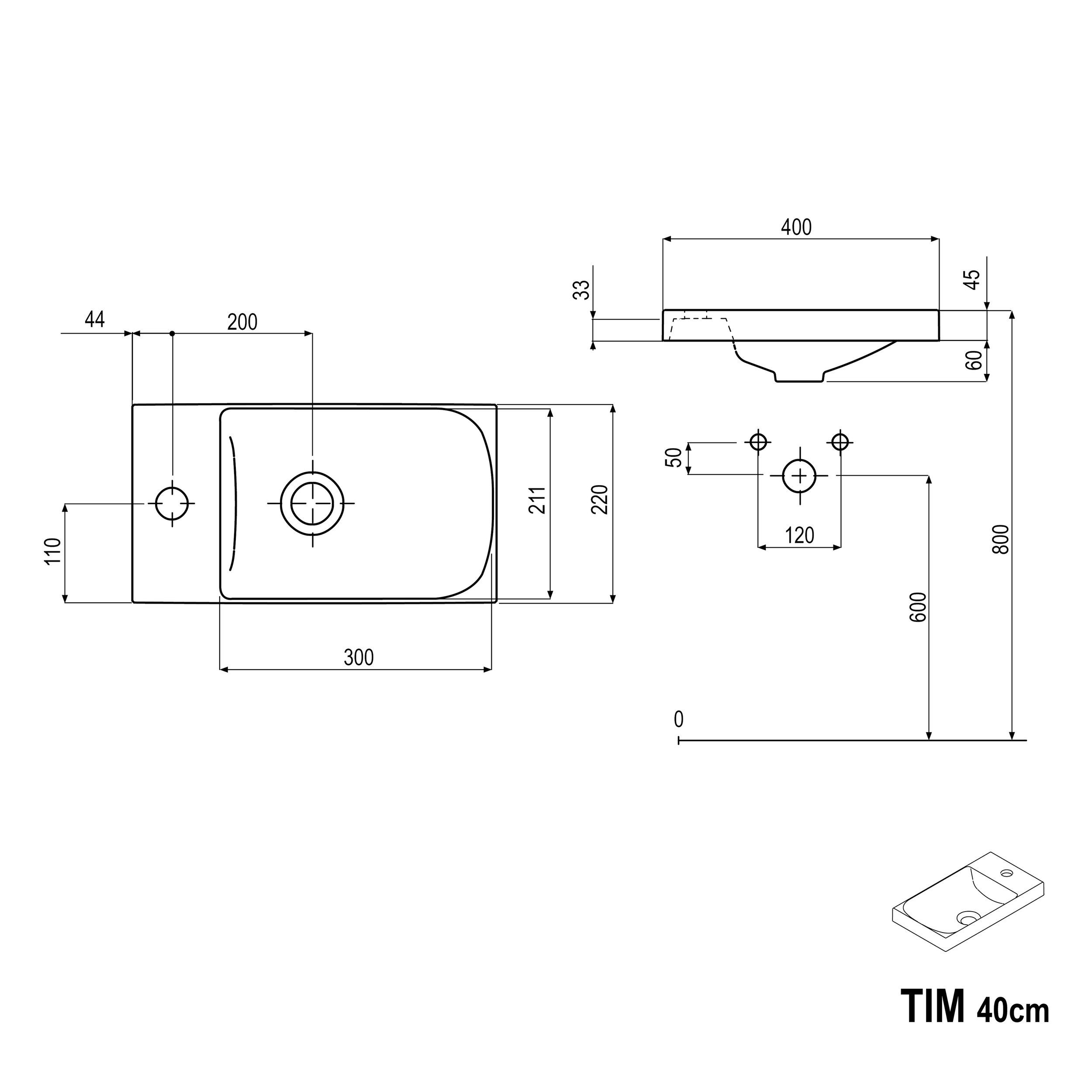 Móvel de toucador TIM 40 cm