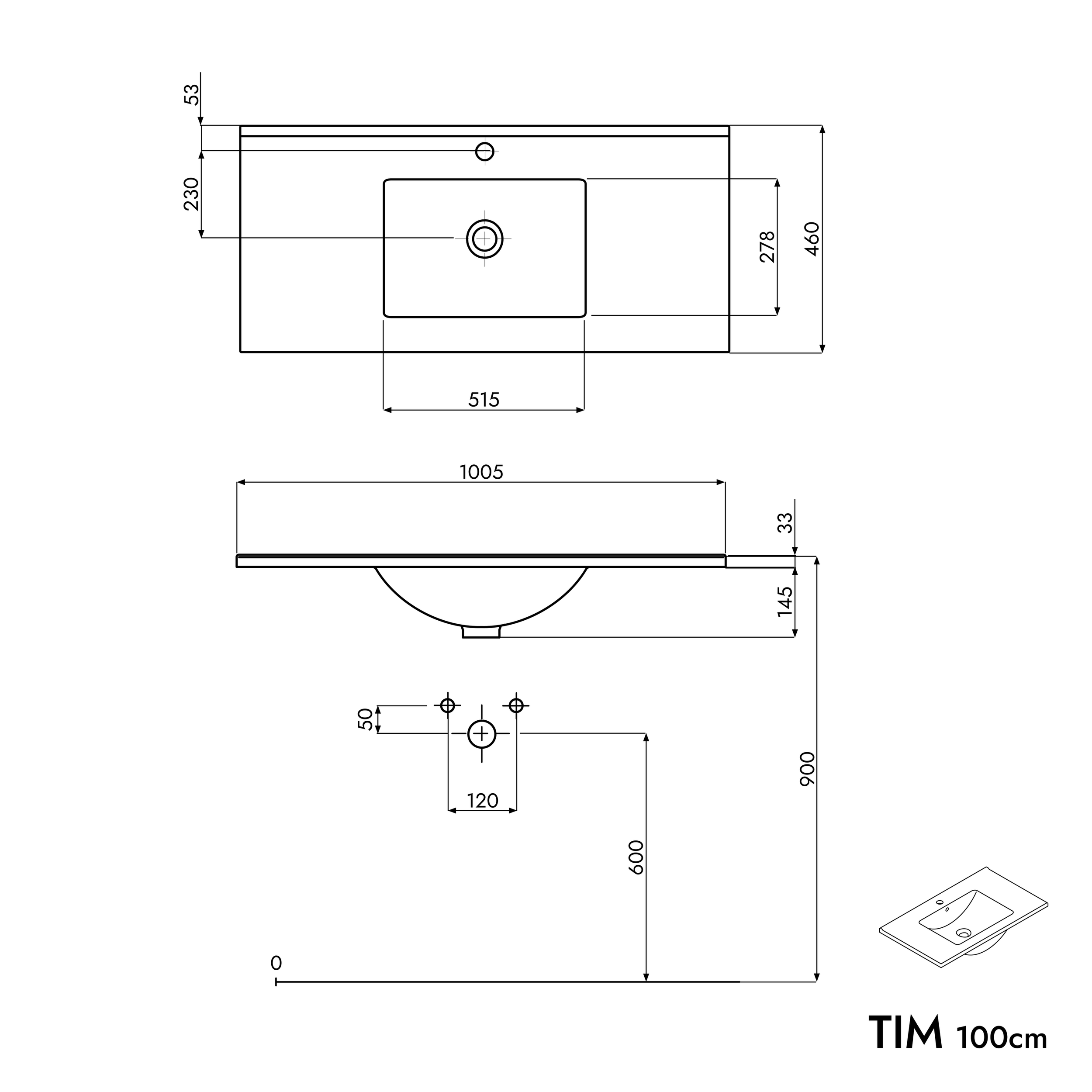 Conjunto de móveis de casa de banho TIM 100 cm com lavatório