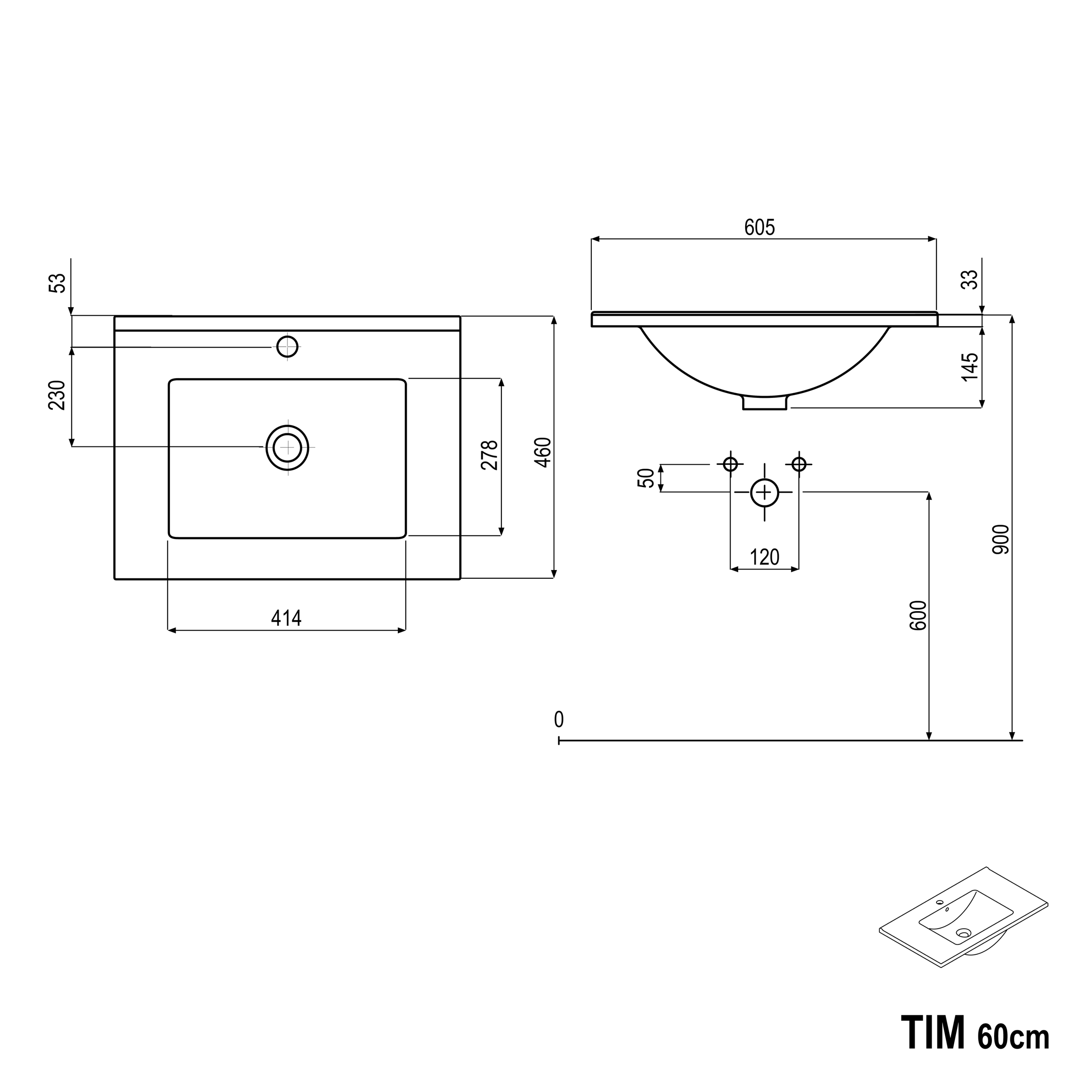 Móvel de lavatório TIM 60 cm