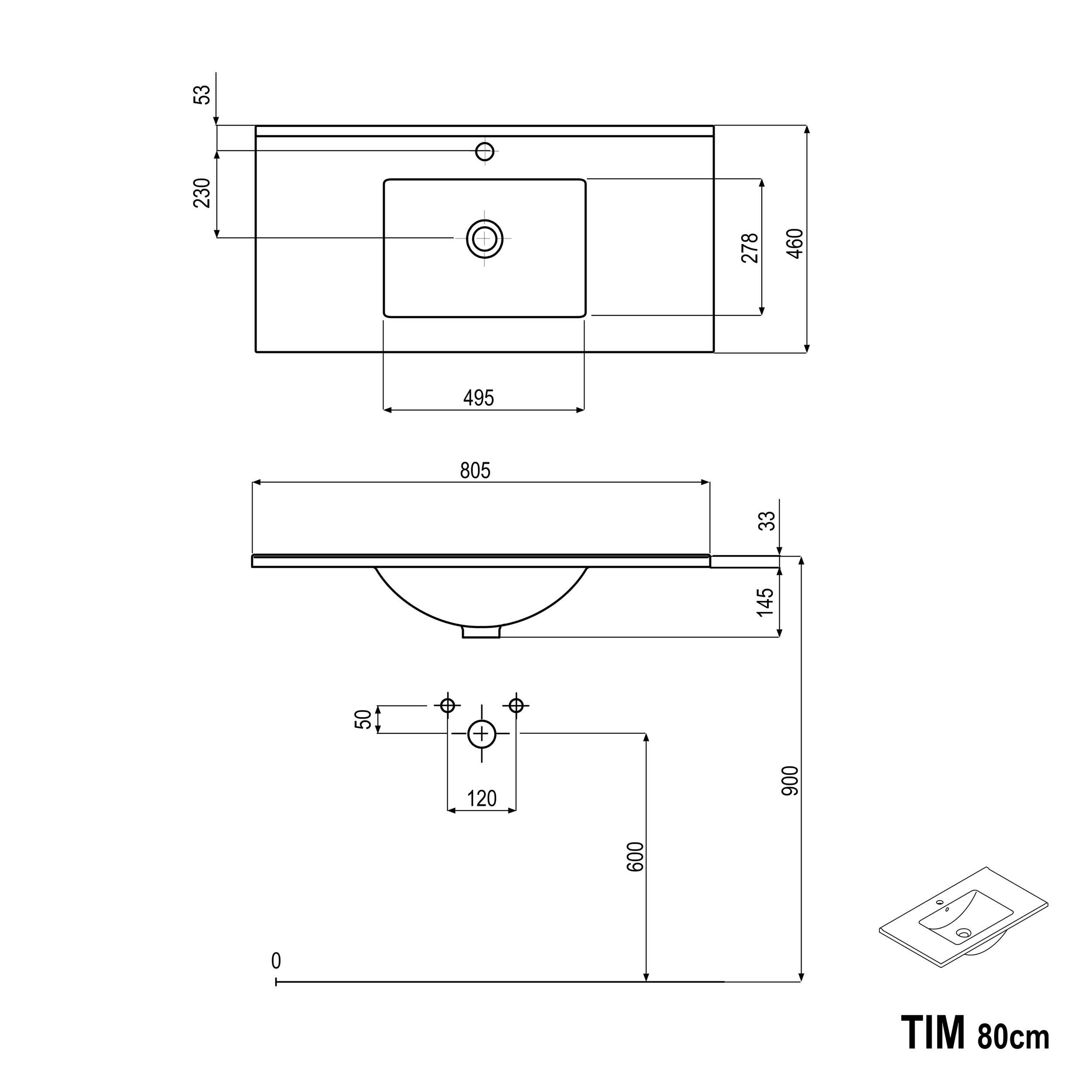 Móvel de toucador TIM 80 cm