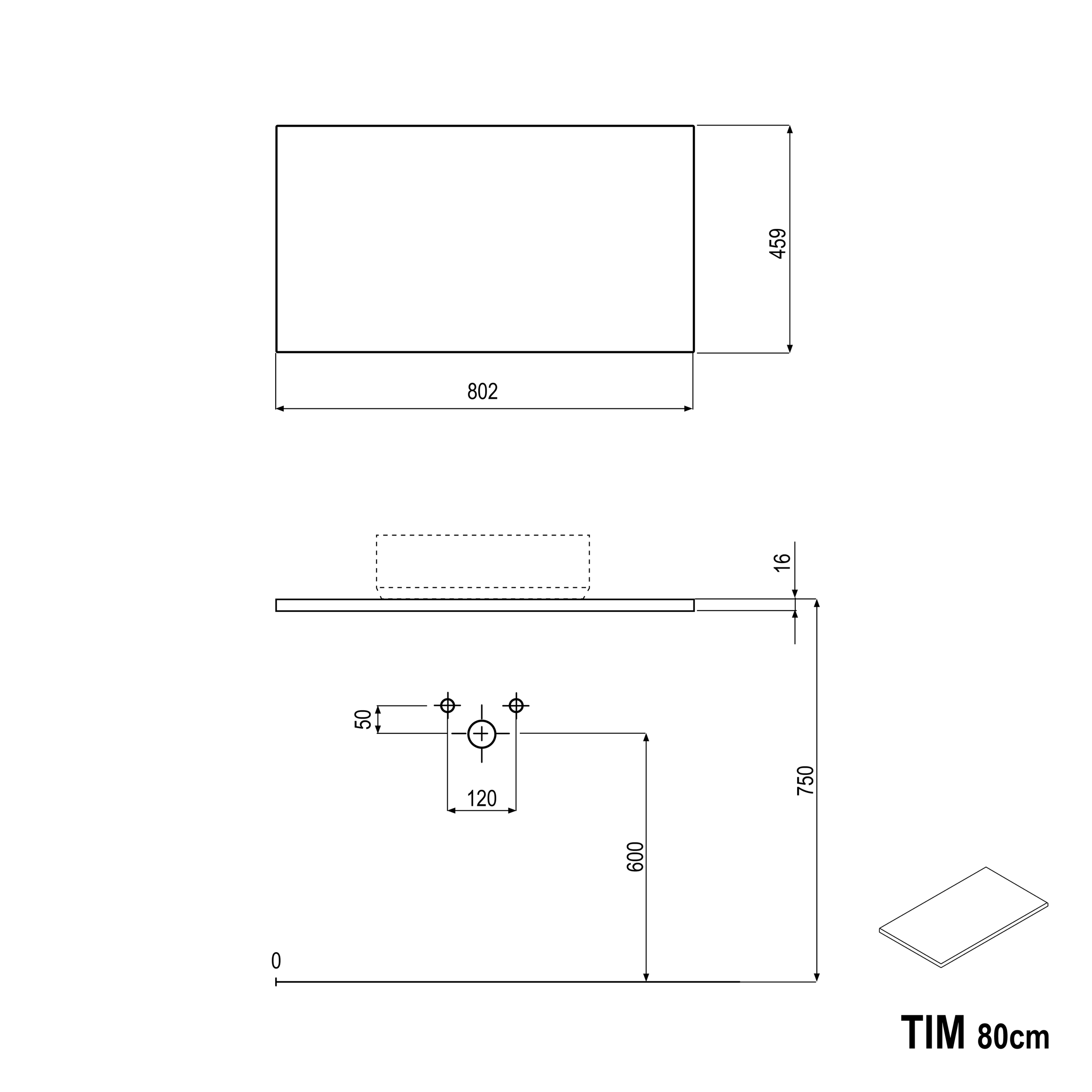 Móvel de toucador TIM 80 cm