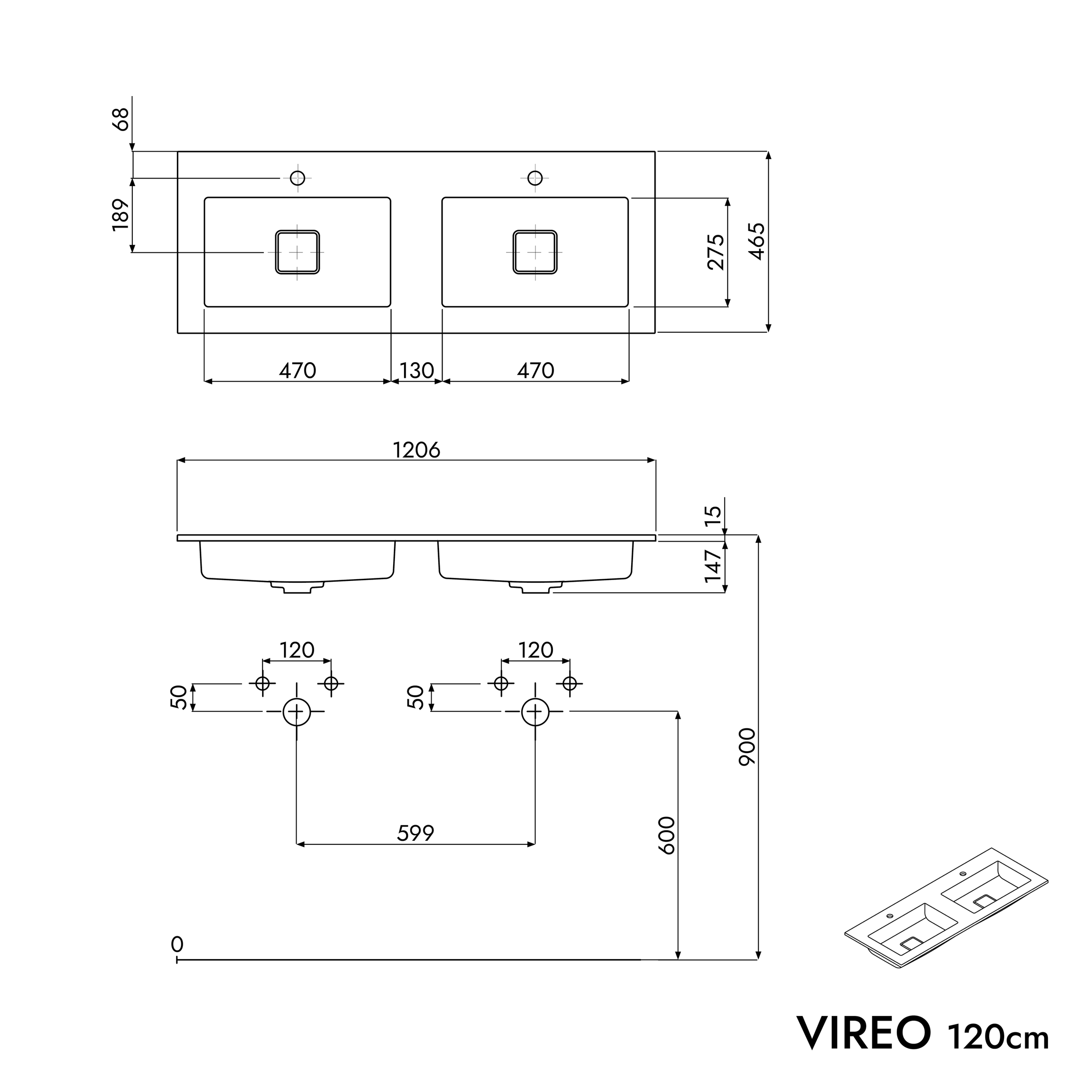 Móvel de toucador AVA 120 cm