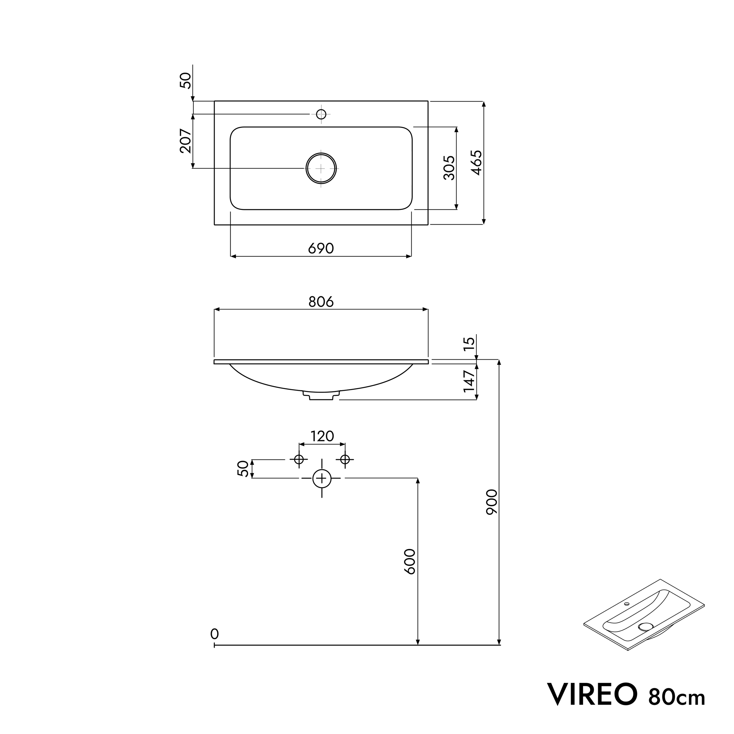 Armário de base VIREO 80 cm