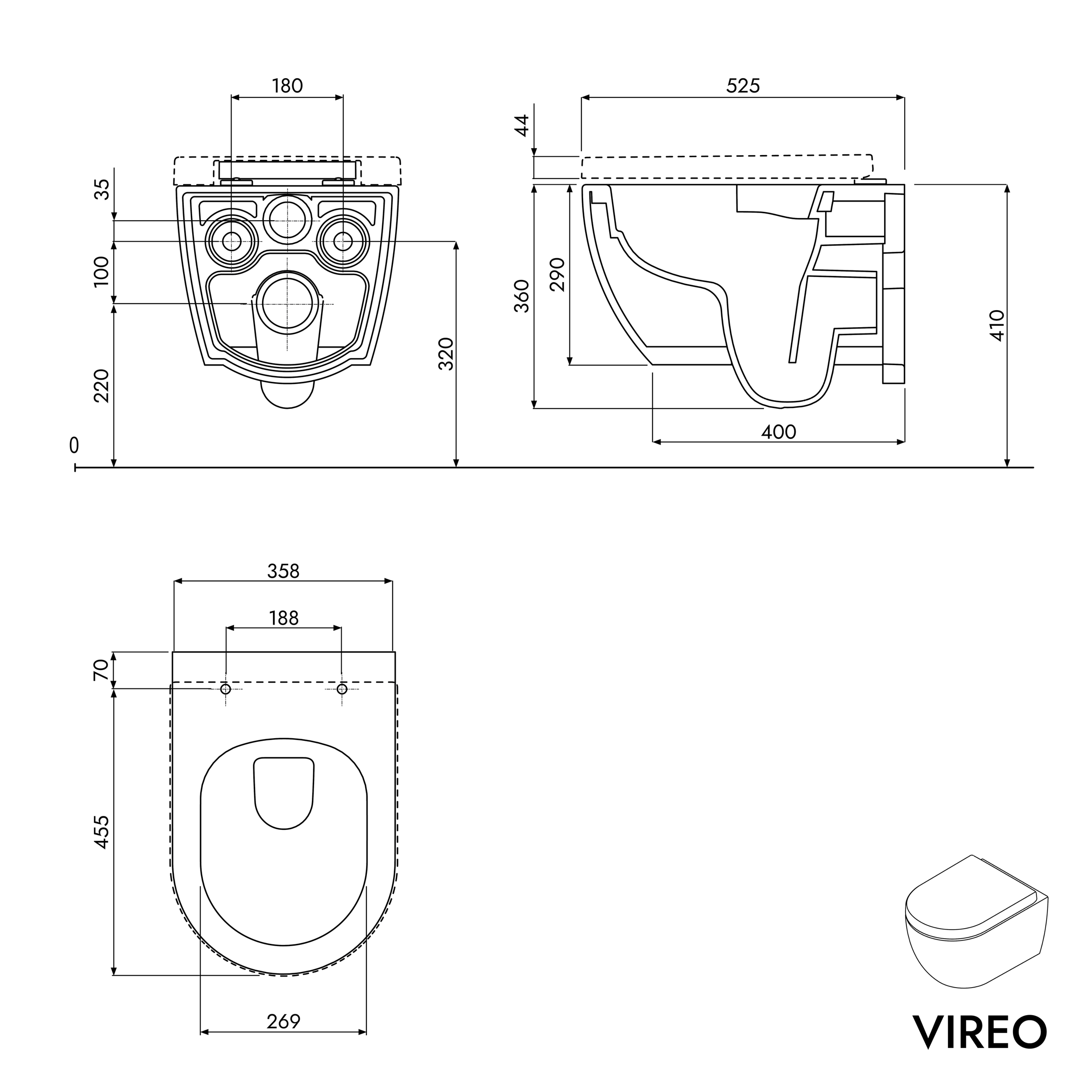 WC mural sem rebordo VIREO