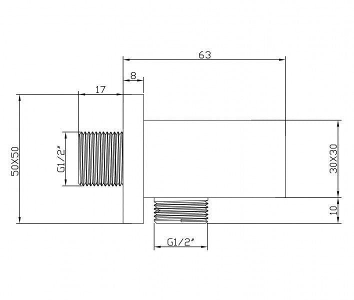 Curva de parede com suporte para chuveiro BA002