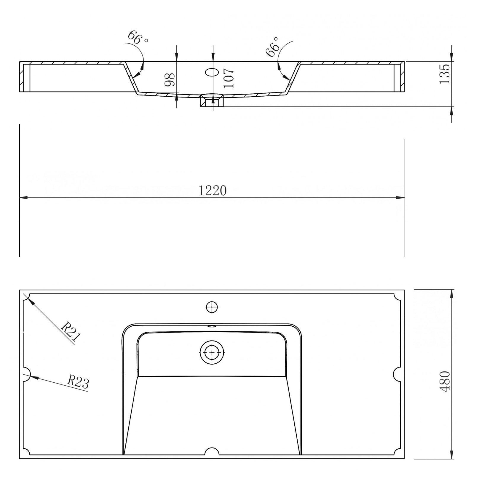 Lavatório de parede em mármore fundido BS6036