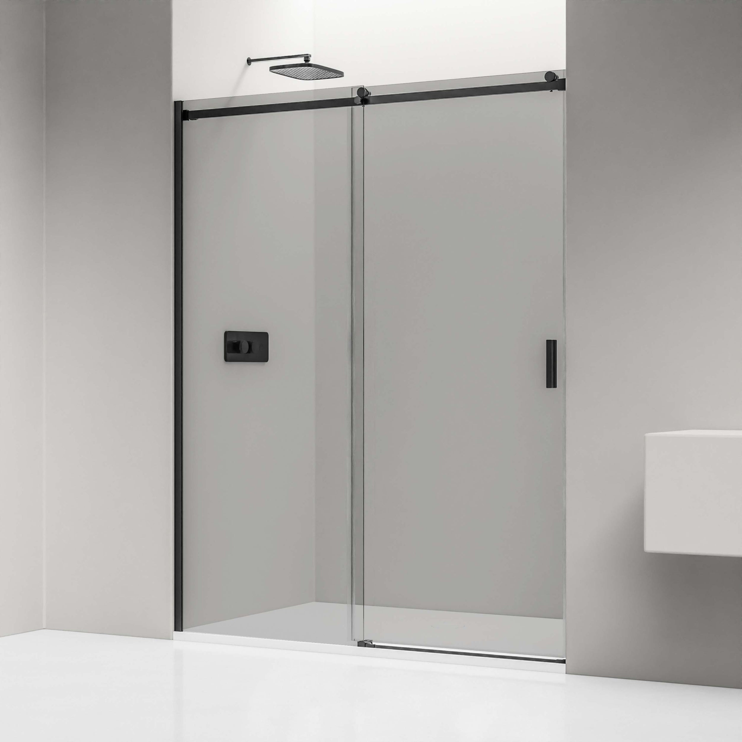 Chuveiro de alcova com porta de correr NT806 FLEX Preto mate