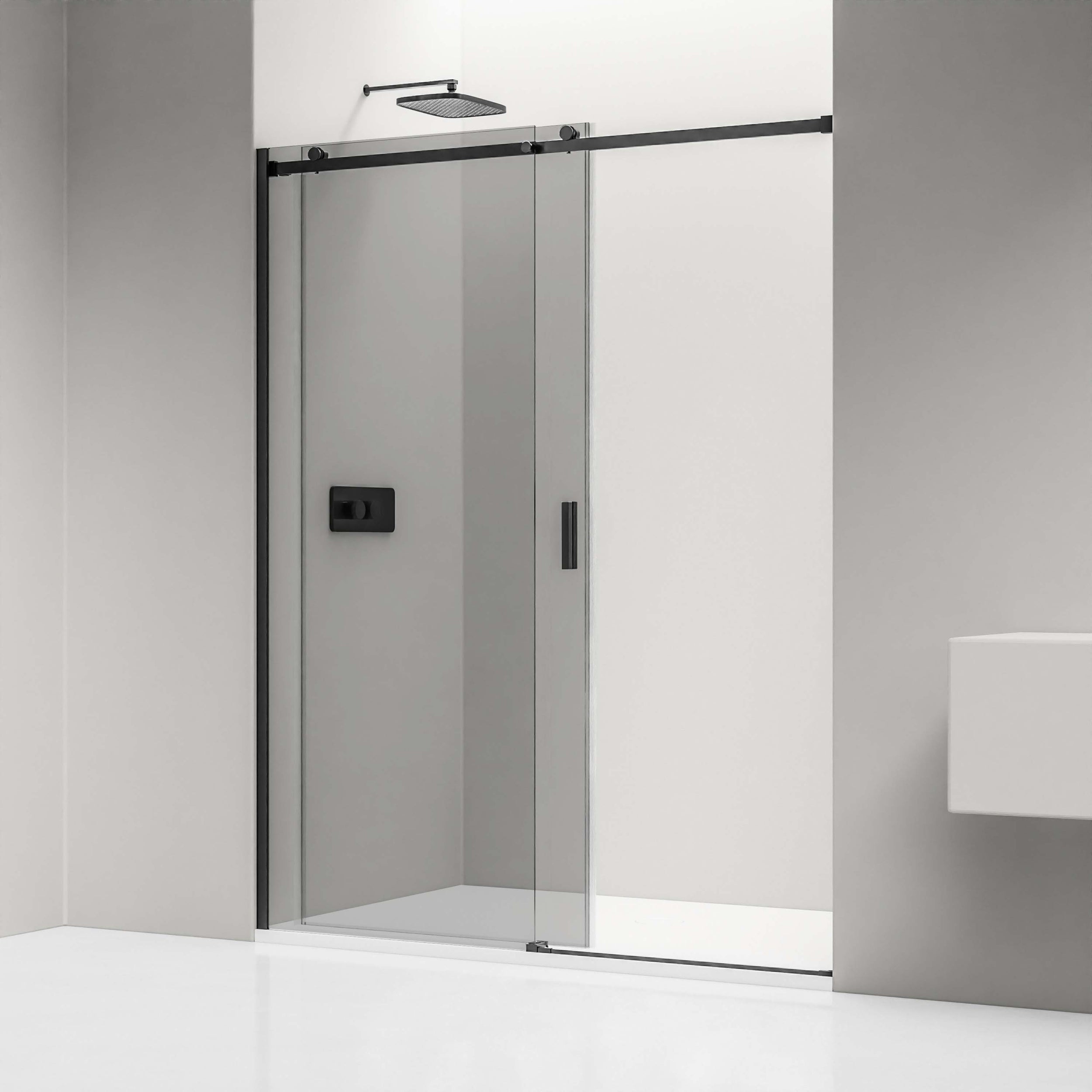 Chuveiro de alcova com porta de correr NT806 FLEX Preto mate