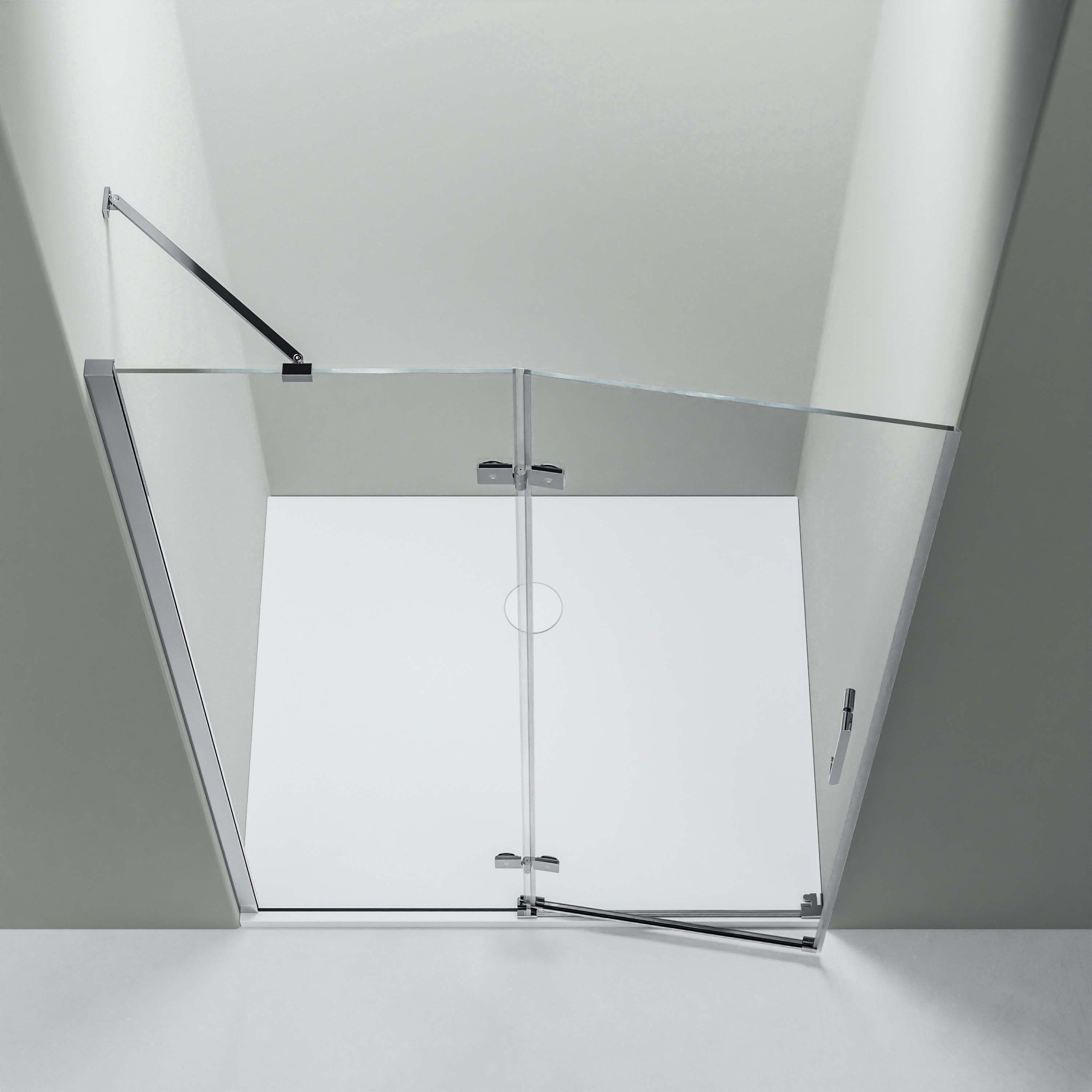Duche de nicho com porta giratória em painel fixo NT403