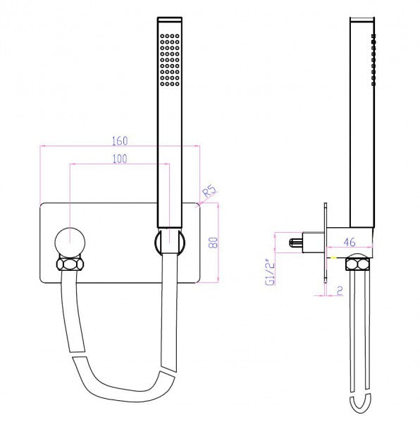 Suporte e fornecimento de chuveiro de mão CZT050B